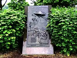 "Martian landing site" historical marker in Grover's Mill, commemorating the War of the Worlds radio broadcast