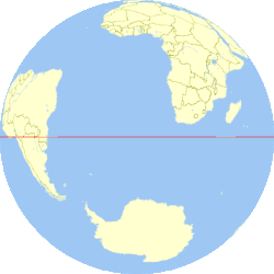 Land hemisphere top, water hemisphere bottom