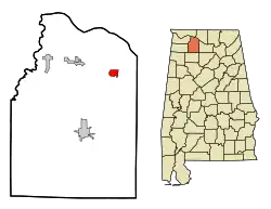 Location in شهرستان لارنس، آلاباما and the state of آلاباما
