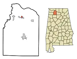 Location in Lawrence County and the state of آلاباما