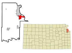 Location of Lansing in Kansas.