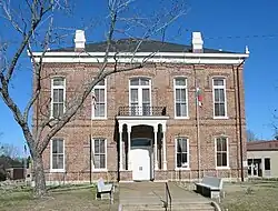 The Leon County Courthouse in Centerville, originally built of slate brick in 1887. Two previous structures have occupied the current site.