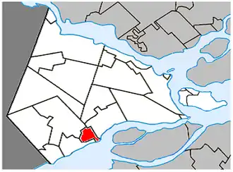 Location within Vaudreuil-Soulanges Regional County Municipality.