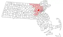 Location in Middlesex County in Massachusetts