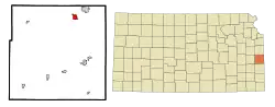 Location of La Cygne in Kansas
