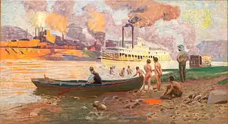 Steamboat on the Ohio, 1896, oil on canvas, by Thomas Pollock Anshutz