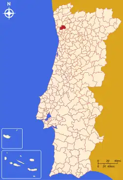 محل ویلا نوا د فامالیکاو روی نقشه پرتغال