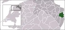 Highlighted position of Bellingwedde in a municipal map of Groningen