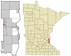 Location of the city of Birchwood Villagewithin Washington County, Minnesota