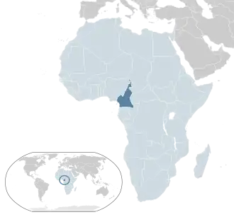 Location of Cameroon on the globe.