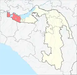 Location of Takhtamukaysky District in the Republic of Adygea