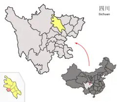 Location of An County within میانیانگ, سیچوآن