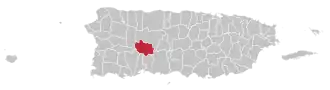 Location of Adjuntas in Puerto Rico