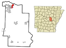 Location in Lonoke County and the state of آرکانزاس