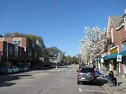 Looking north on Leonard Street in the center