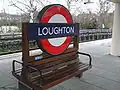 Roundel on terminating platform eastbound side