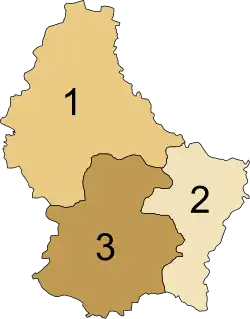 سه بخش کنونی لوکزامبورگ