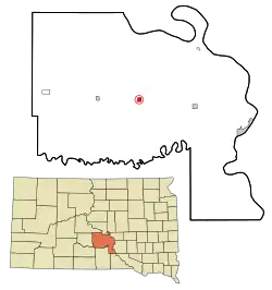 Location in Lyman County and the state of داکوتای جنوبی
