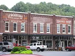 Shops along the town square in Lynchburg