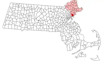 Location in Essex County in Massachusetts