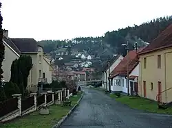 A road in Městečko at winter