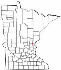 Location of the city of Brahamwithin Isanti and Kanabec Countiesin the state of مینهسوتا