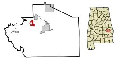 Location in Macon County and the state of آلاباما