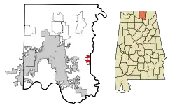 Location in Madison County and the state of آلاباما