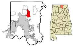 Location in شهرستان مدیسن، آلاباما and the state of آلاباما