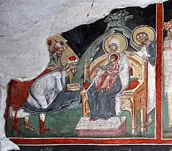 نیایش مغان. قطعه‌ای از نقاشی دیواری قرون وسطایی، Kremikovtsi Monastery