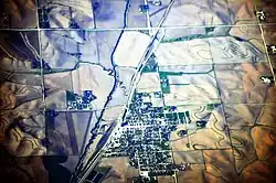 Aerial view of Manilla from roughly SSW