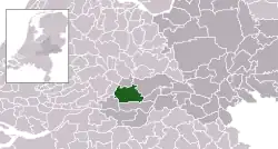 Highlighted position of Geldermalsen in a municipal map of Gelderland