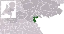 Highlighted position of Berg en Dal in a municipal map of Gelderland
