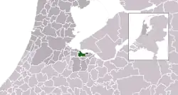 Highlighted position of Naarden in a municipal map of North Holland