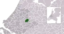 Highlighted position of Vlist in a municipal map of South Holland