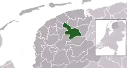 Highlighted position of Tytsjerksteradiel in a municipal map of Friesland