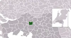 Highlighted position of Loon op Zand in a municipal map of North Brabant