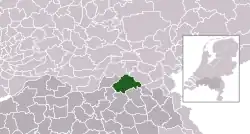 Highlighted position of Oss in a municipal map of North Brabant