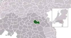 Highlighted position of Uden in a municipal map of North Brabant