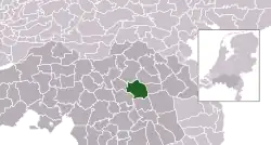 Highlighted position of Veghel in a municipal map of North Brabant