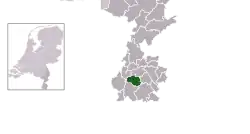 Highlighted position of Valkenburg aan de Geul in a municipal map of Limburg