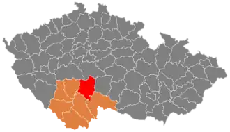 District location in the منطقه بوهمی جنوبی within the جمهوری چک