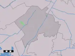 The town centre (dark green) and the statistical district (light green) of Frederiksoord in the municipality of Westerveld.