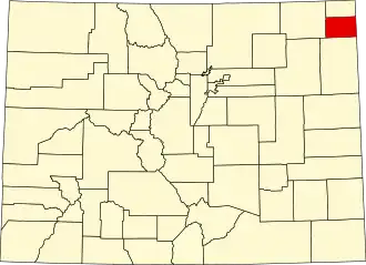 نقشهٔ کلرادو که Phillips County در آن مشخص شده است