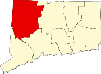 نقشهٔ کنتیکت که Litchfield County در آن مشخص شده است