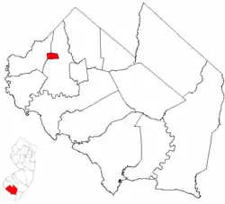 Shiloh highlighted in Cumberland County. Inset map: Cumberland County highlighted in the State of New Jersey.
