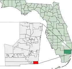 Location of Hallandale, in Broward County, Florida