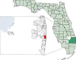Location of Lake Worth, in Palm Beach County, Florida