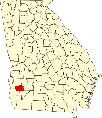 نقشهٔ جورجیا که Calhoun County در آن مشخص شده است