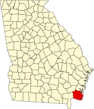نقشهٔ جورجیا که Camden County در آن مشخص شده است